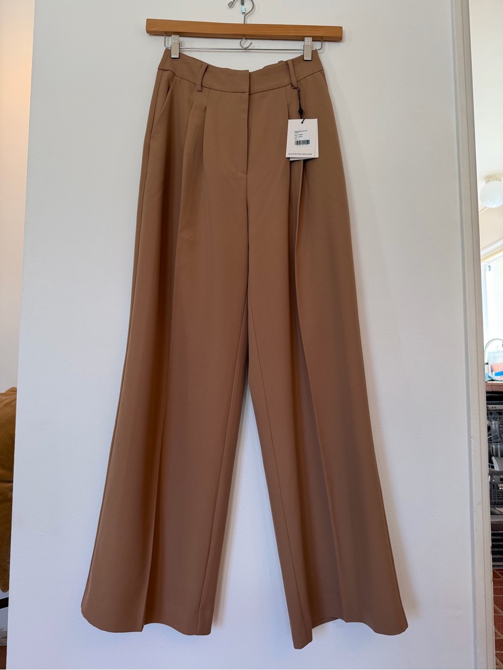 Wide-Leg High-Waist Trousers in Camel